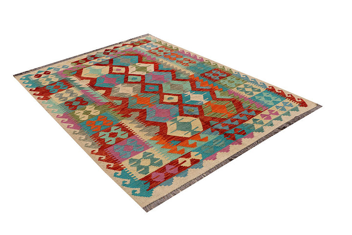 Multi Colored Kilim 4' 11 x 6' 6 - No. 66757 - ALRUG Rug Store