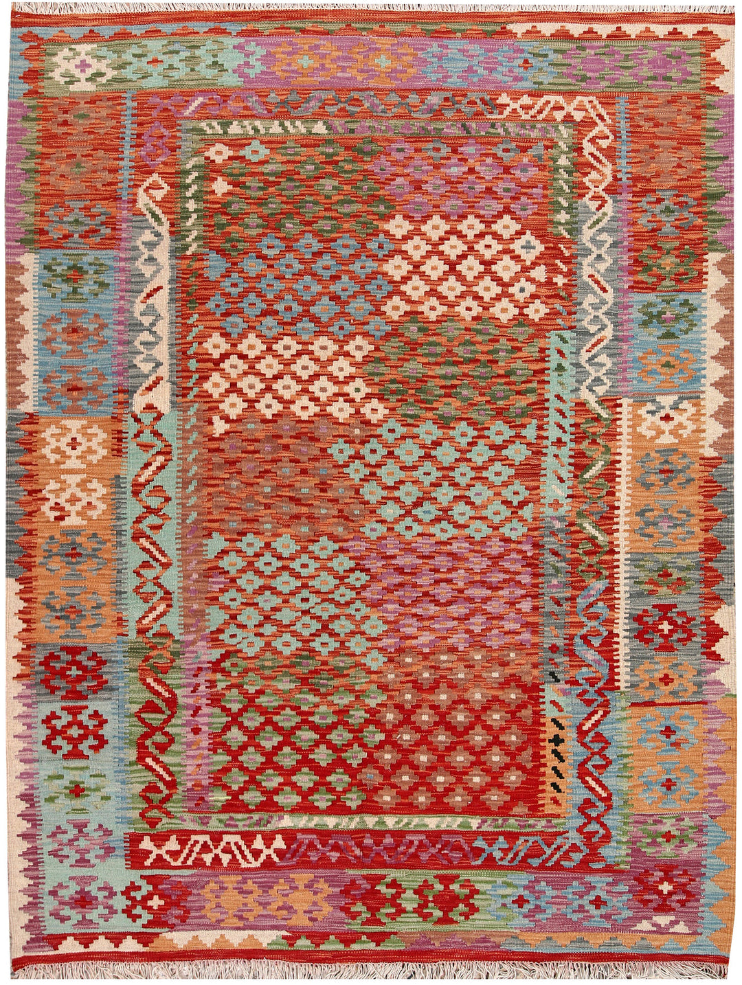 Multi Colored Kilim 5' x 6' 7 - No. 66758 - ALRUG Rug Store
