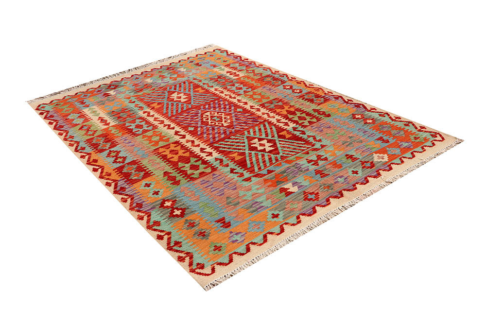 Multi Colored Kilim 4' 8 x 6' 3 - No. 66759 - ALRUG Rug Store