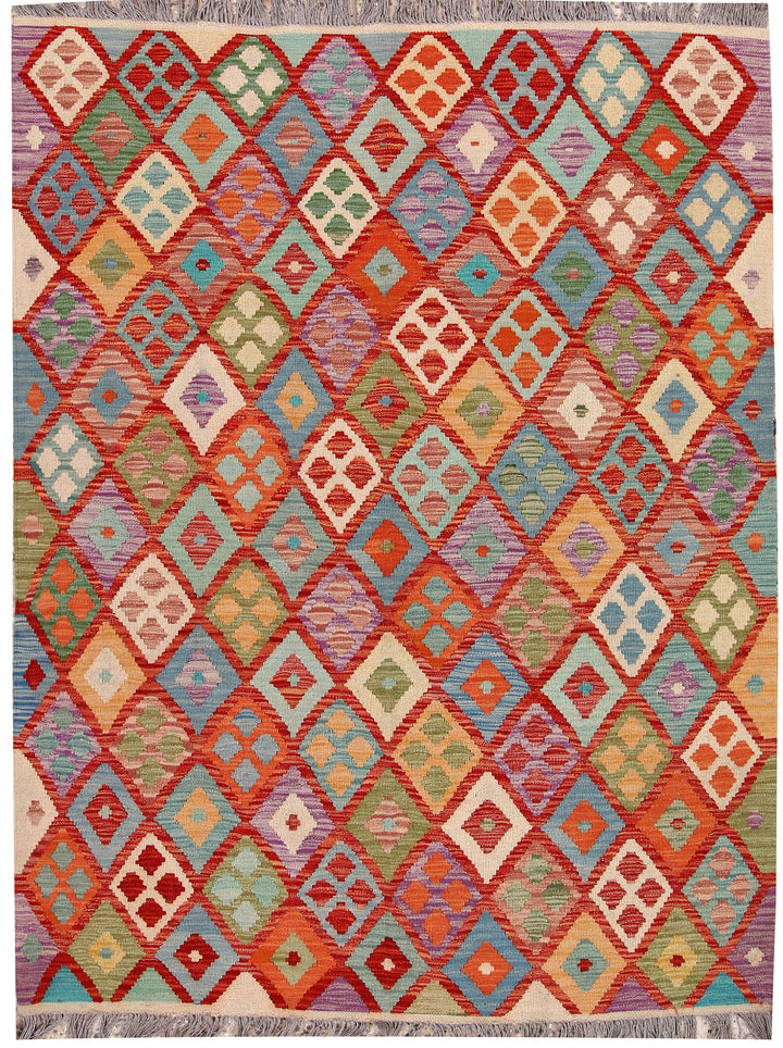 Multi Colored Kilim 5' x 6' 9 - No. 66761 - ALRUG Rug Store