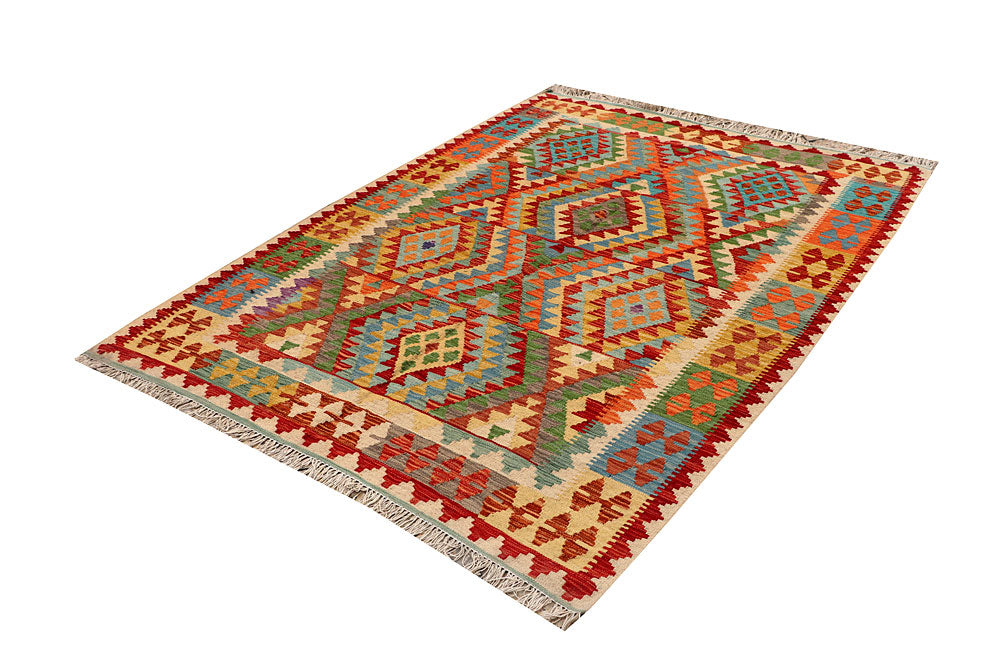 Multi Colored Kilim 4' 11 x 6' 5 - No. 66762 - ALRUG Rug Store