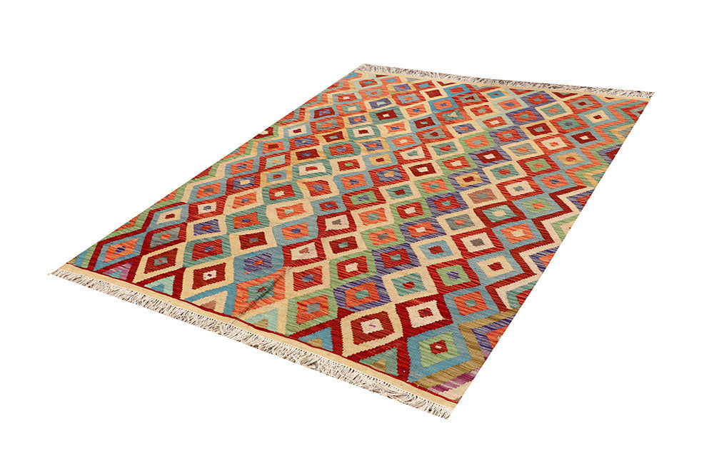 Multi Colored Kilim 4' 9 x 6' 3 - No. 66765 - ALRUG Rug Store