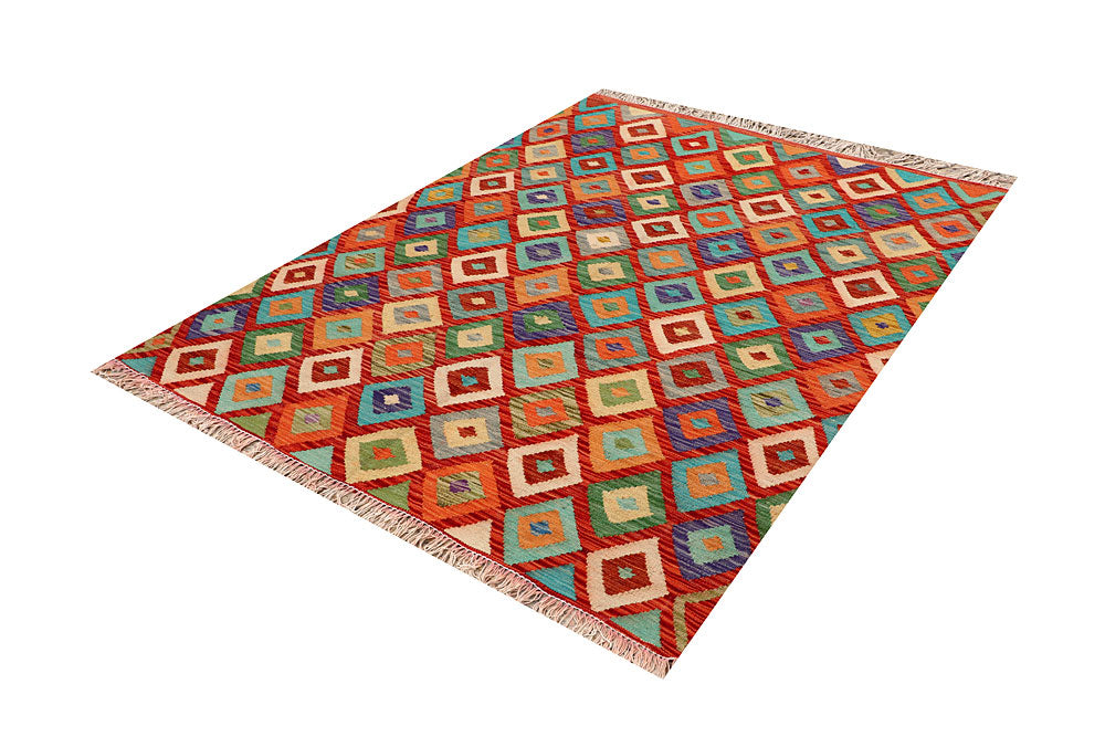 Multi Colored Kilim 4' 9 x 6' 4 - No. 66766 - ALRUG Rug Store