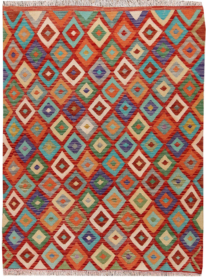 Multi Colored Kilim 4' 9 x 6' 4 - No. 66766 - ALRUG Rug Store