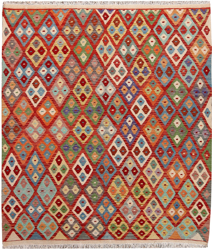 Multi Colored Kilim 5' 5 x 6' 4 - No. 66767 - ALRUG Rug Store