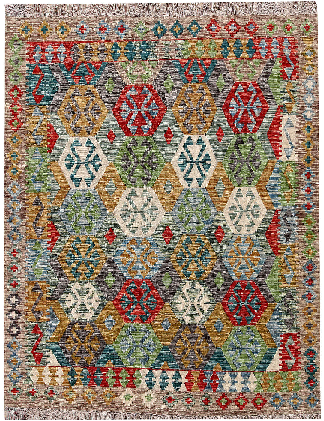 Multi Colored Kilim 5' x 6' 6 - No. 66771 - ALRUG Rug Store