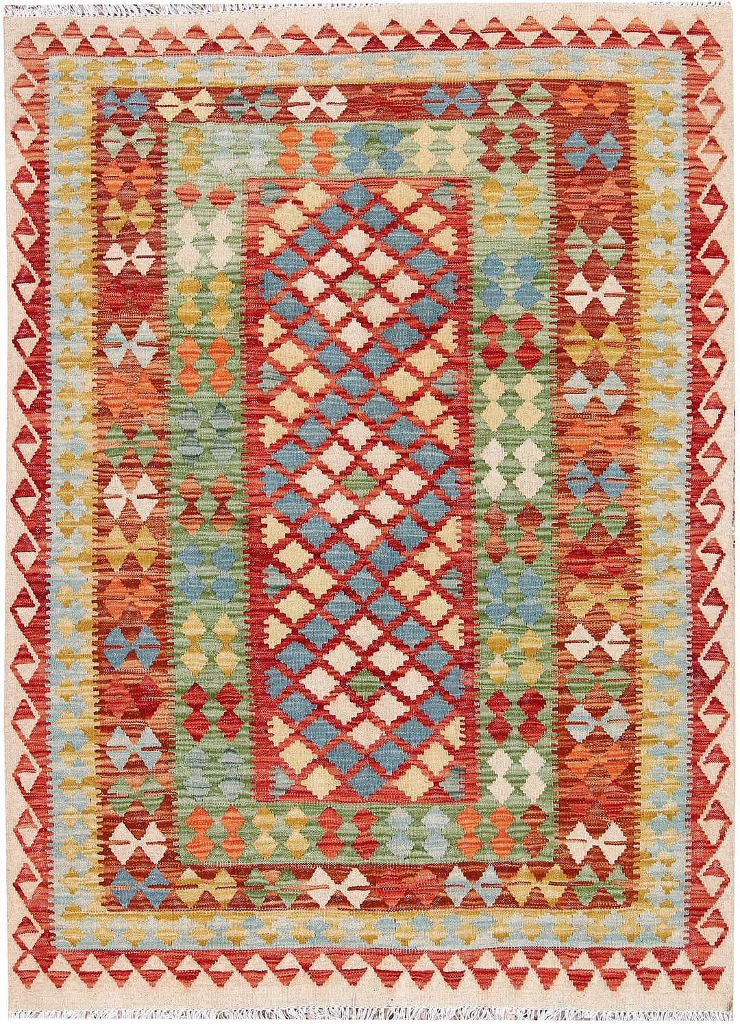 Multi Colored Kilim 4' 7 x 6' 4 - No. 66772 - ALRUG Rug Store