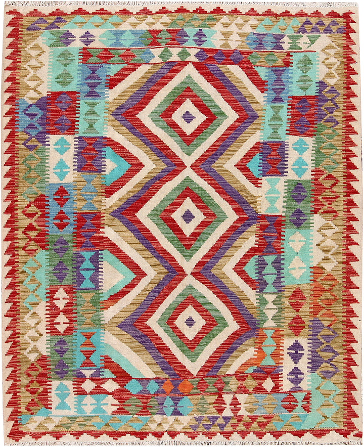 Multi Colored Kilim 5' x 6' 1 - No. 66776 - ALRUG Rug Store