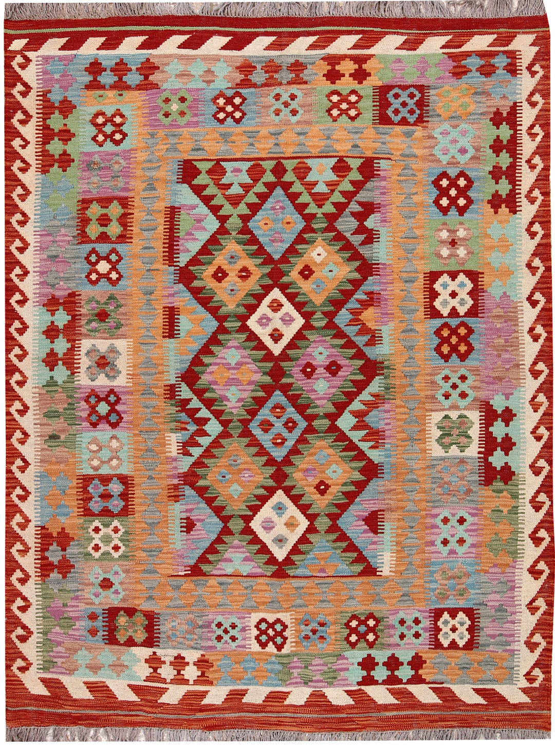 Multi Colored Kilim 5' 1 x 6' 6 - No. 66777 - ALRUG Rug Store