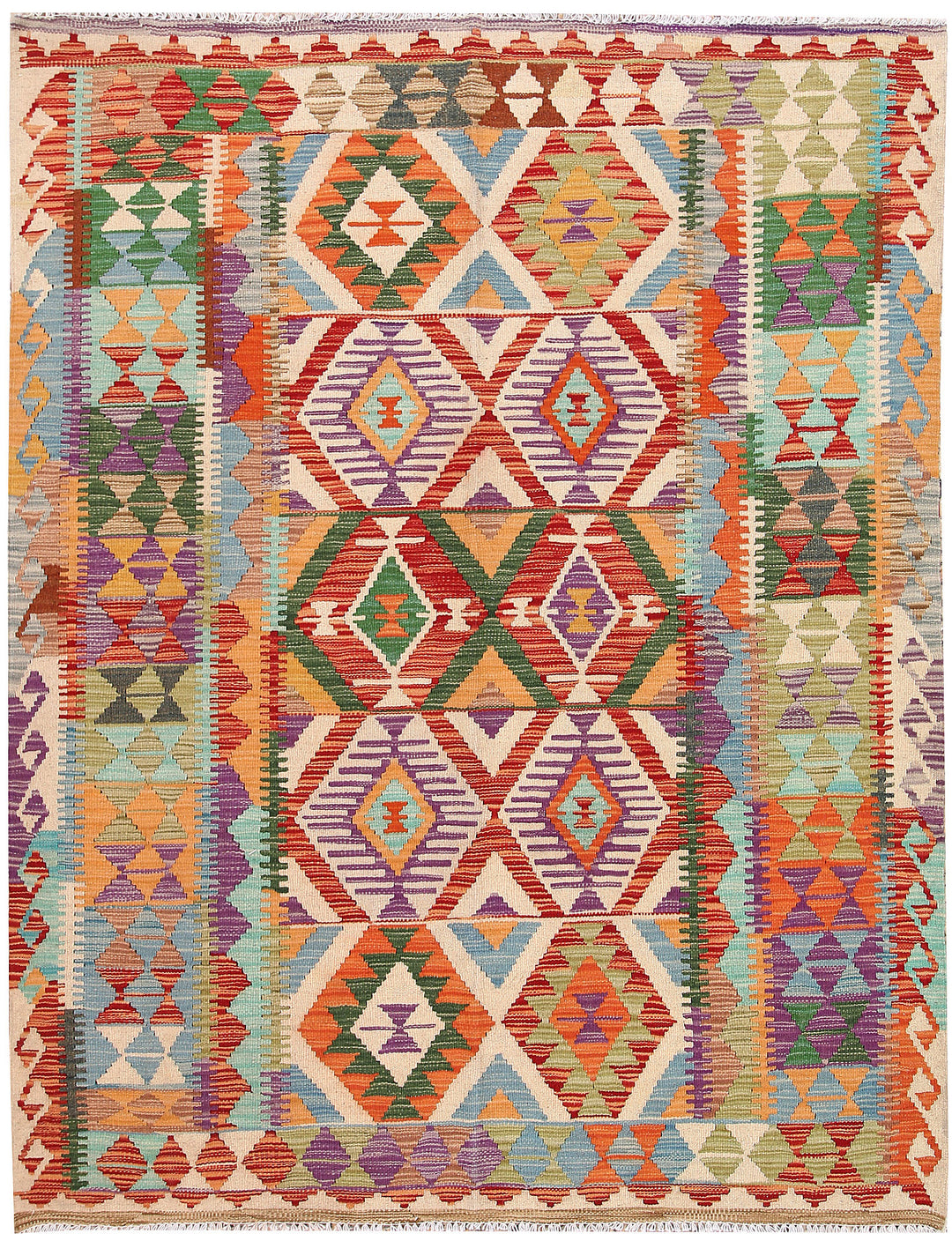 Multi Colored Kilim 5' 1 x 6' 6 - No. 66779 - ALRUG Rug Store