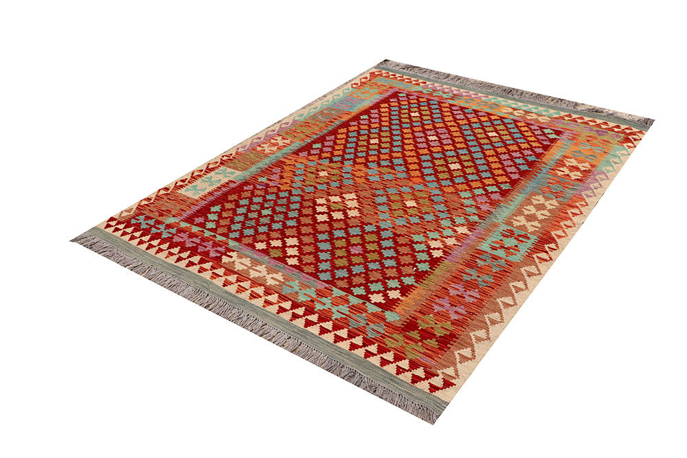 Multi Colored Kilim 4' 11 x 6' 8 - No. 66782 - ALRUG Rug Store