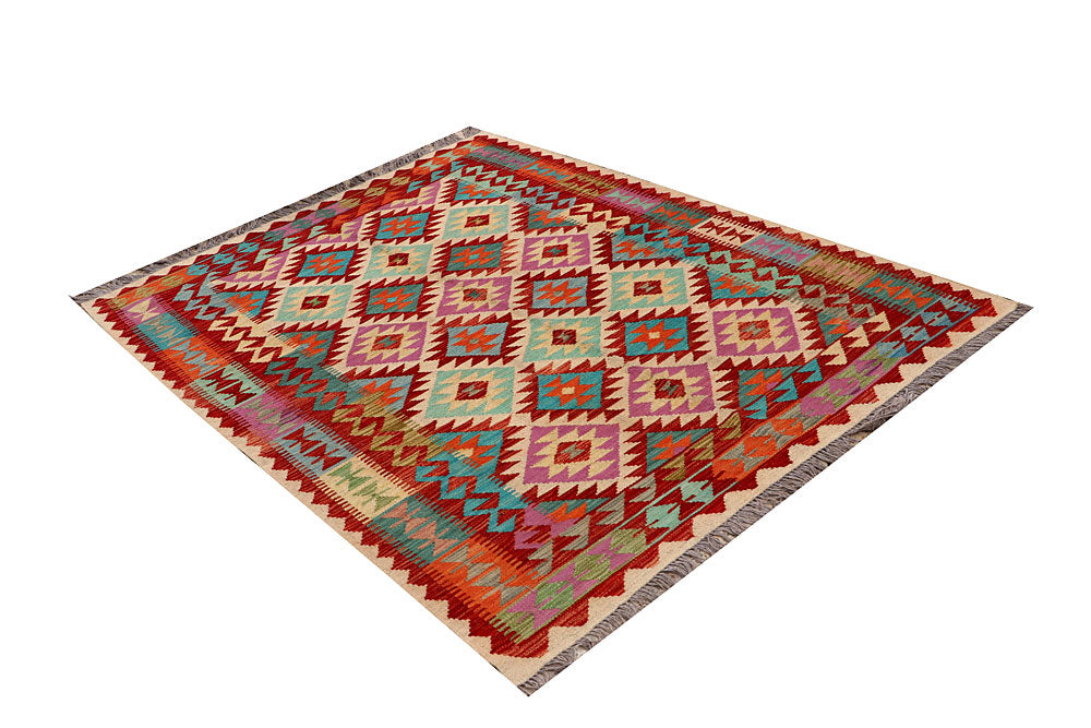 Multi Colored Kilim 4' 10 x 6' 4 - No. 66783 - ALRUG Rug Store