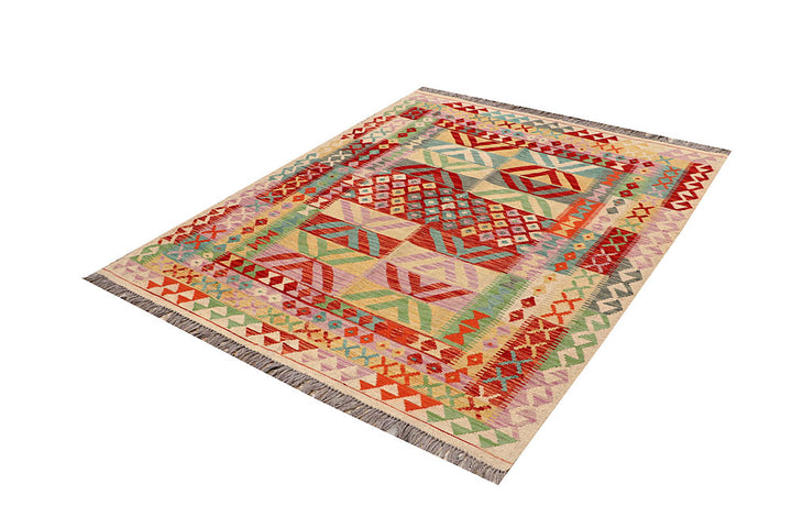 Multi Colored Kilim 5' 1 x 6' 5 - No. 66786 - ALRUG Rug Store