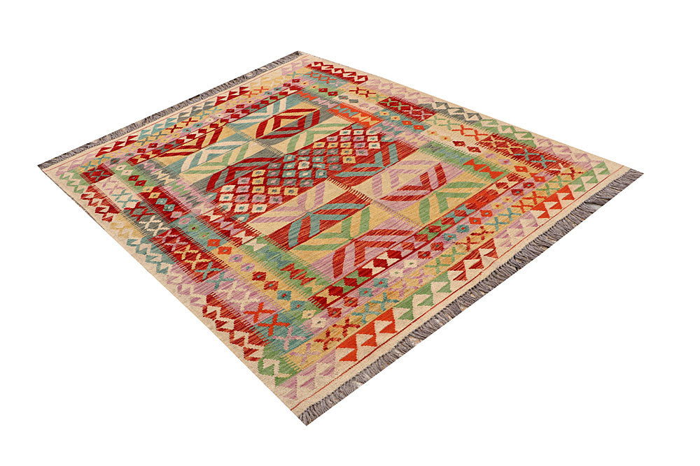 Multi Colored Kilim 5' 1 x 6' 5 - No. 66786 - ALRUG Rug Store