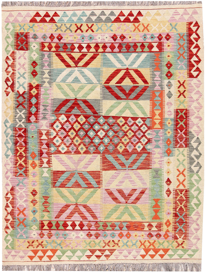 Multi Colored Kilim 5' 1 x 6' 5 - No. 66786 - ALRUG Rug Store