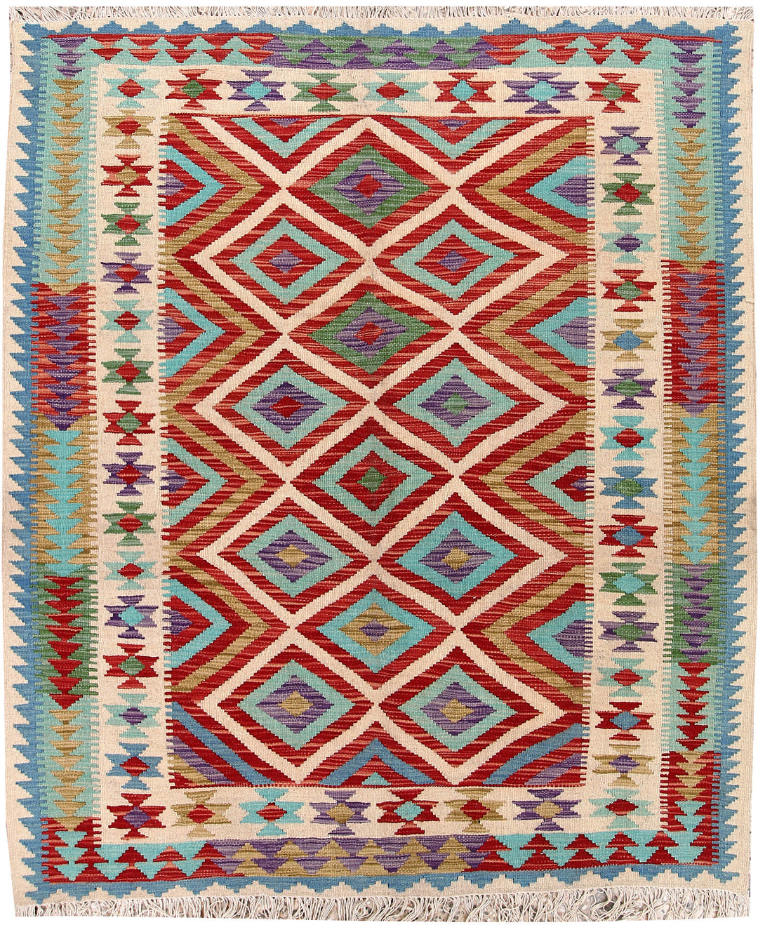 Multi Colored Kilim 4' 11 x 6' 2 - No. 66788 - ALRUG Rug Store