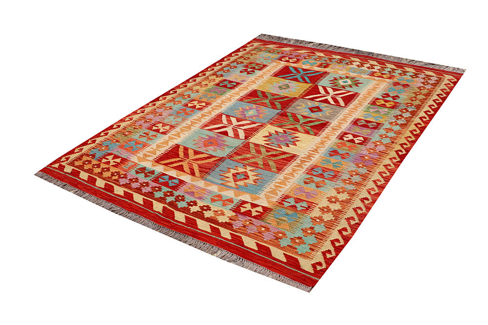 Multi Colored Kilim 4' 10 x 6' 5 - No. 66789 - ALRUG Rug Store