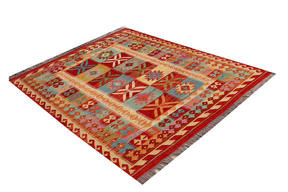 Multi Colored Kilim 4' 10 x 6' 5 - No. 66789 - ALRUG Rug Store