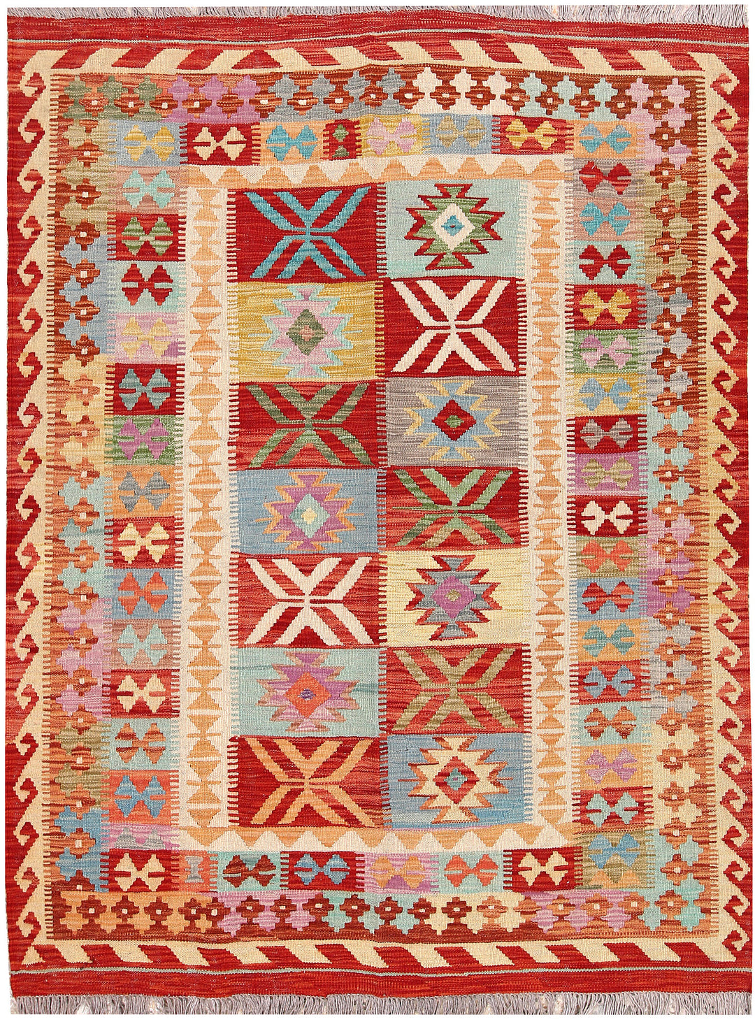 Multi Colored Kilim 4' 10 x 6' 5 - No. 66789 - ALRUG Rug Store
