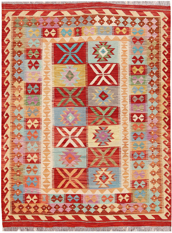 Multi Colored Kilim 4' 10 x 6' 5 - No. 66789 - ALRUG Rug Store