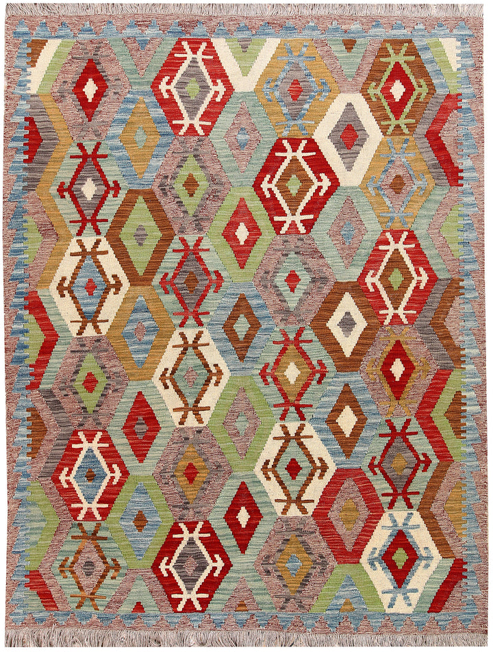 Multi Colored Kilim 5' x 6' 4 - No. 66793 - ALRUG Rug Store