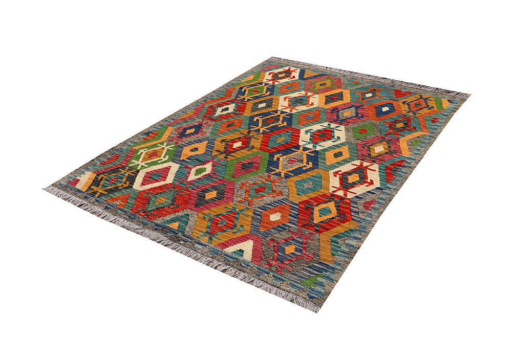 Multi Colored Kilim 4' 11 x 6' 7 - No. 66796 - ALRUG Rug Store
