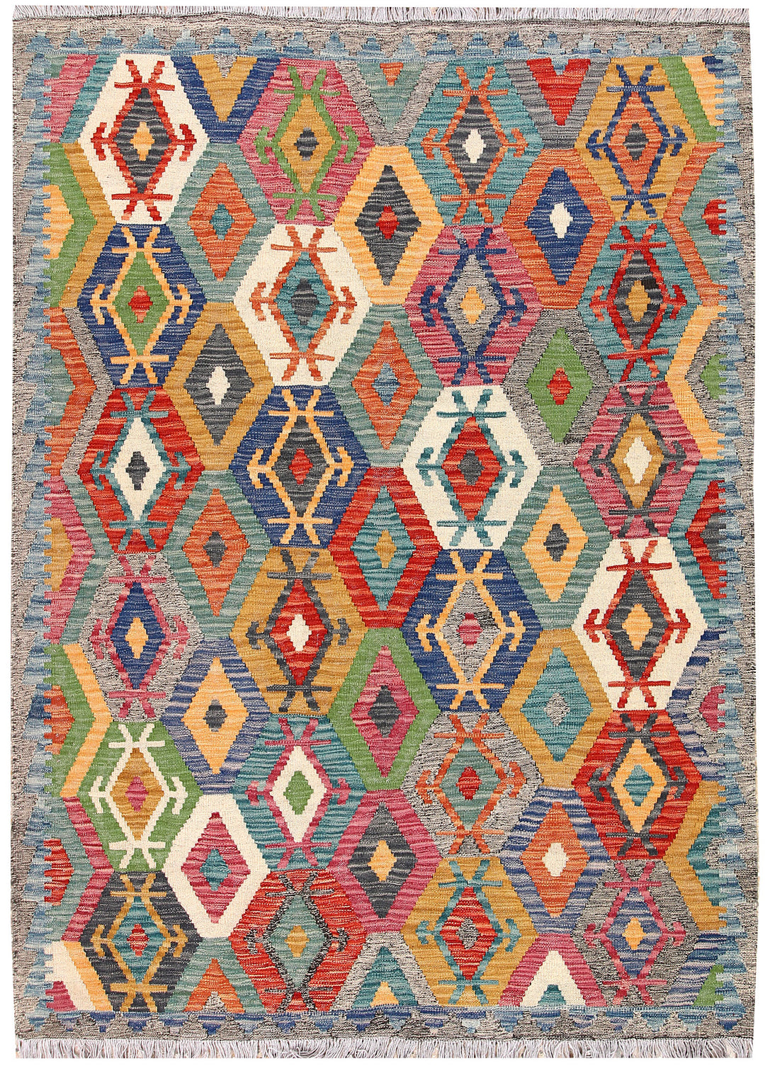 Multi Colored Kilim 4' 11 x 6' 7 - No. 66796 - ALRUG Rug Store
