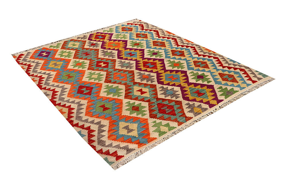 Multi Colored Kilim 5' 4 x 6' 4 - No. 66801 - ALRUG Rug Store