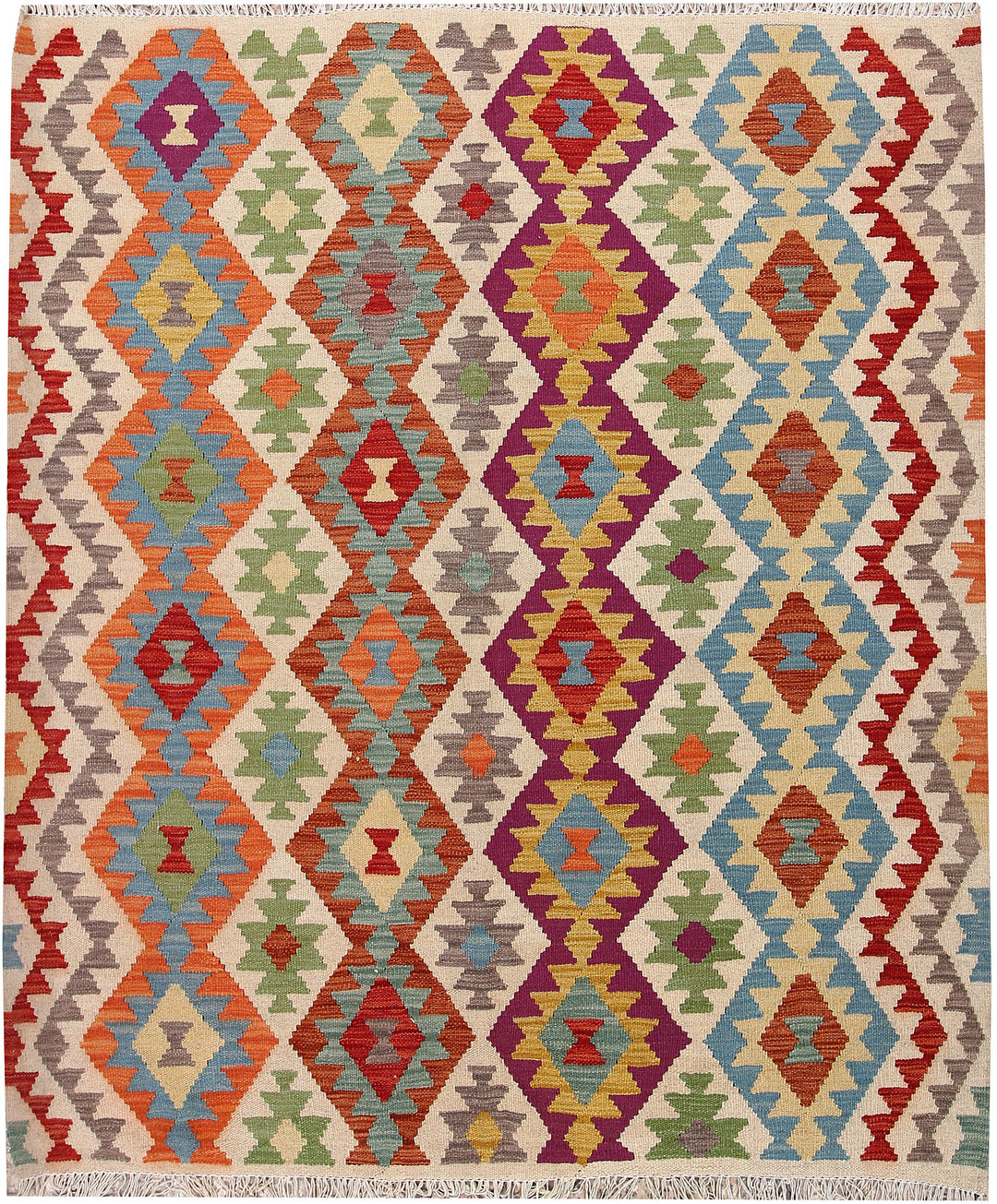 Multi Colored Kilim 5' 4 x 6' 4 - No. 66801 - ALRUG Rug Store