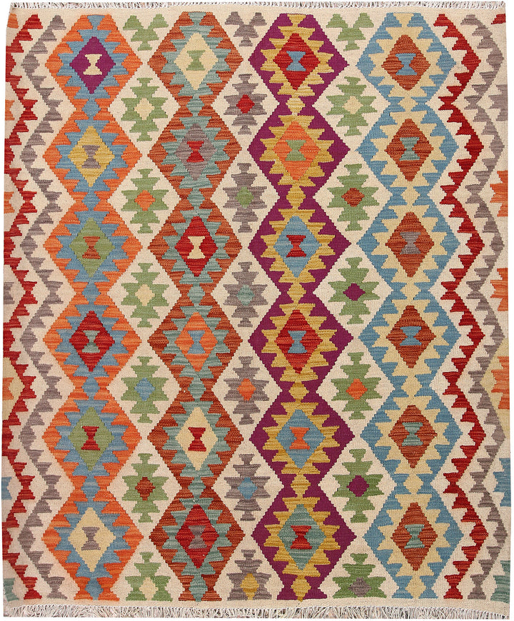 Multi Colored Kilim 5' 4 x 6' 4 - No. 66801 - ALRUG Rug Store
