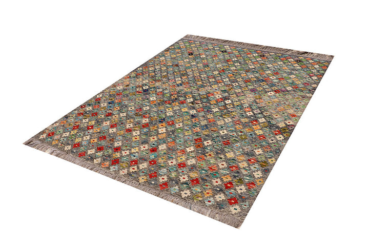 Multi Colored Kilim 5' 1 x 6' 5 - No. 66809 - ALRUG Rug Store