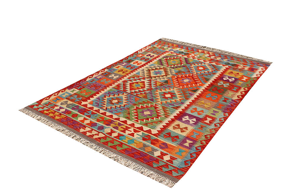 Multi Colored Kilim 4' 8 x 6' 6 - No. 66812 - ALRUG Rug Store