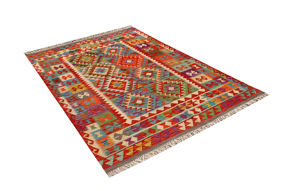 Multi Colored Kilim 4' 8 x 6' 6 - No. 66812 - ALRUG Rug Store