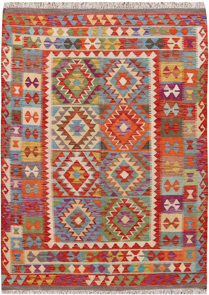 Multi Colored Kilim 4' 8 x 6' 6 - No. 66812 - ALRUG Rug Store