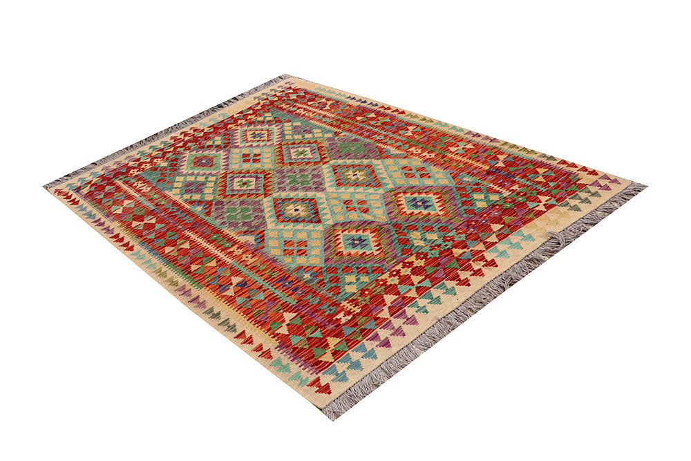 Multi Colored Kilim 4' 10 x 6' 5 - No. 66813 - ALRUG Rug Store