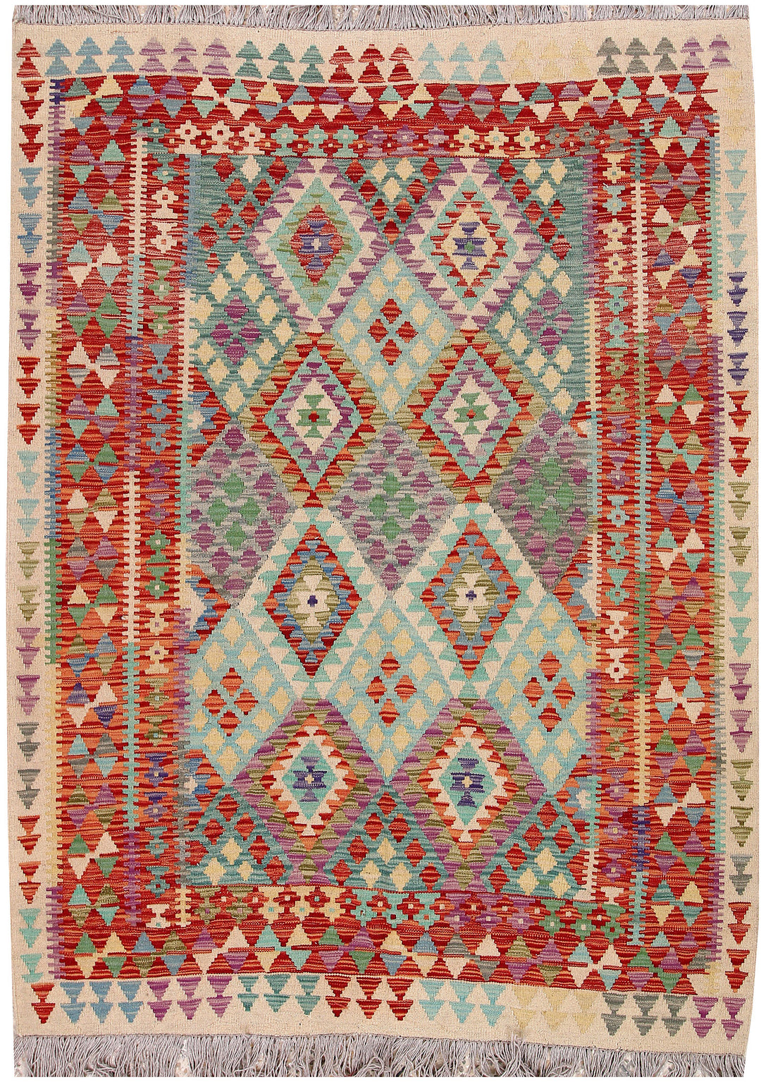 Multi Colored Kilim 4' 10 x 6' 5 - No. 66813 - ALRUG Rug Store