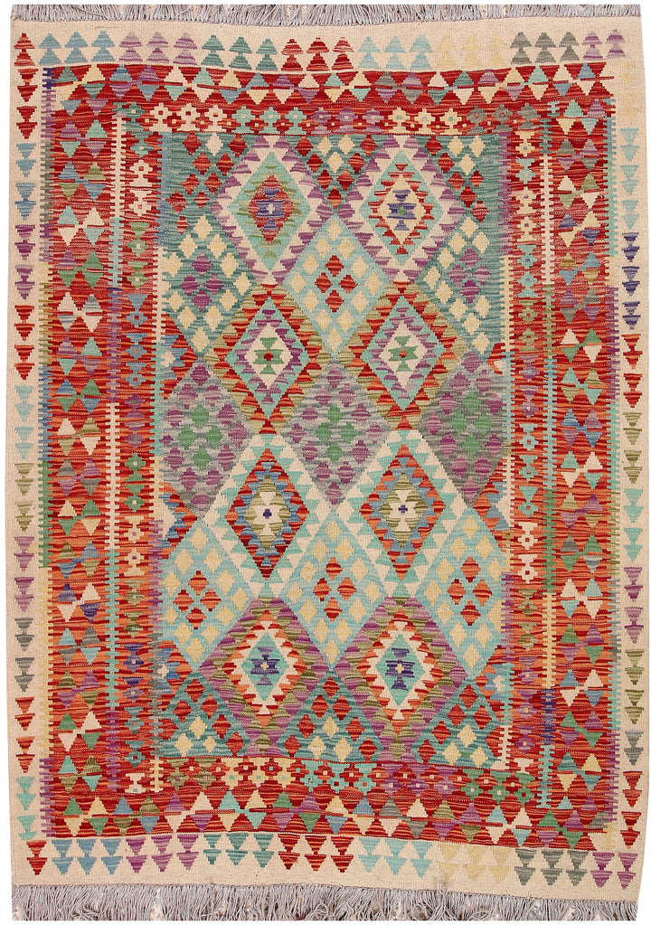 Multi Colored Kilim 4' 10 x 6' 5 - No. 66813 - ALRUG Rug Store