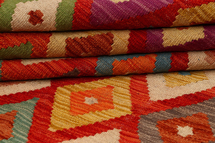 Multi Colored Kilim 5' 1 x 6' 2 - No. 66814 - ALRUG Rug Store