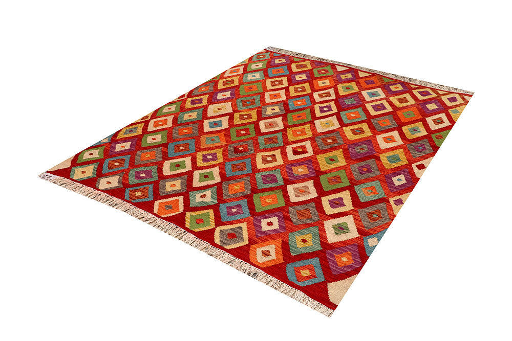 Multi Colored Kilim 5' 1 x 6' 2 - No. 66814 - ALRUG Rug Store
