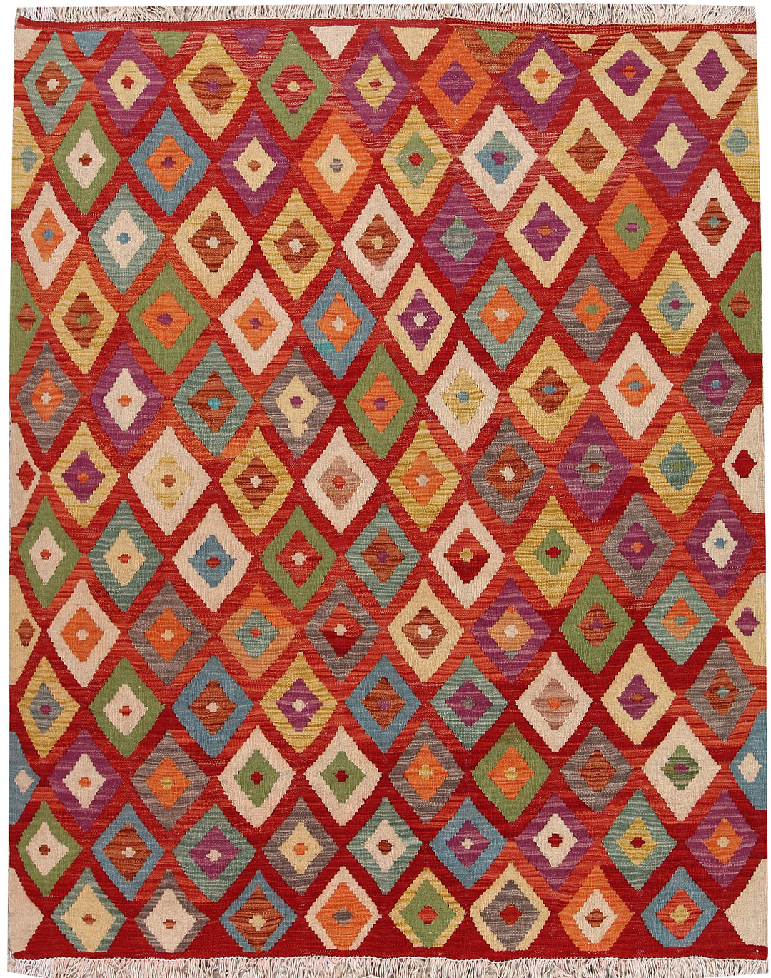 Multi Colored Kilim 5' 1 x 6' 2 - No. 66814 - ALRUG Rug Store