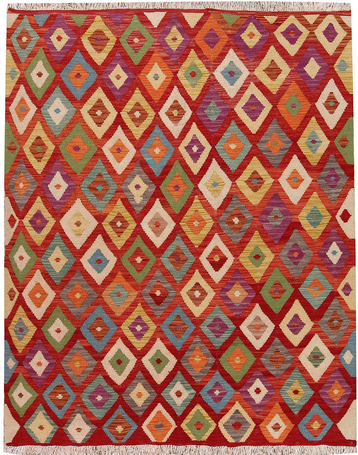 Multi Colored Kilim 5' 1 x 6' 2 - No. 66814 - ALRUG Rug Store