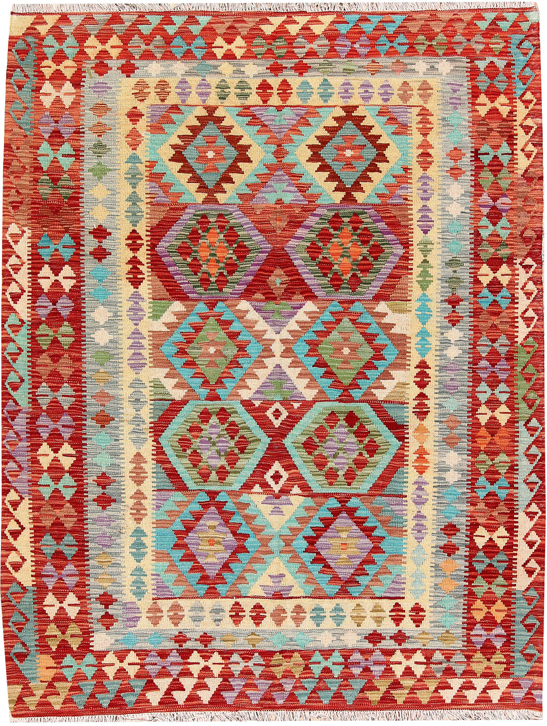 Multi Colored Kilim 4' 11 x 6' 5 - No. 66817 - ALRUG Rug Store
