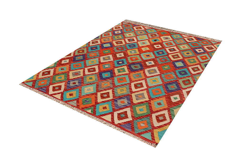 Multi Colored Kilim 4' 11 x 6' 6 - No. 66821 - ALRUG Rug Store