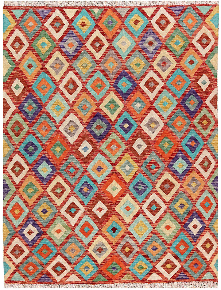 Multi Colored Kilim 4' 11 x 6' 6 - No. 66821 - ALRUG Rug Store