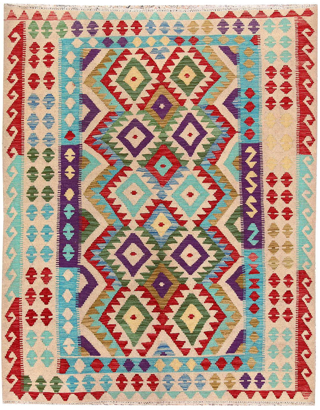 Multi Colored Kilim 5' 2 x 6' 5 - No. 66823 - ALRUG Rug Store