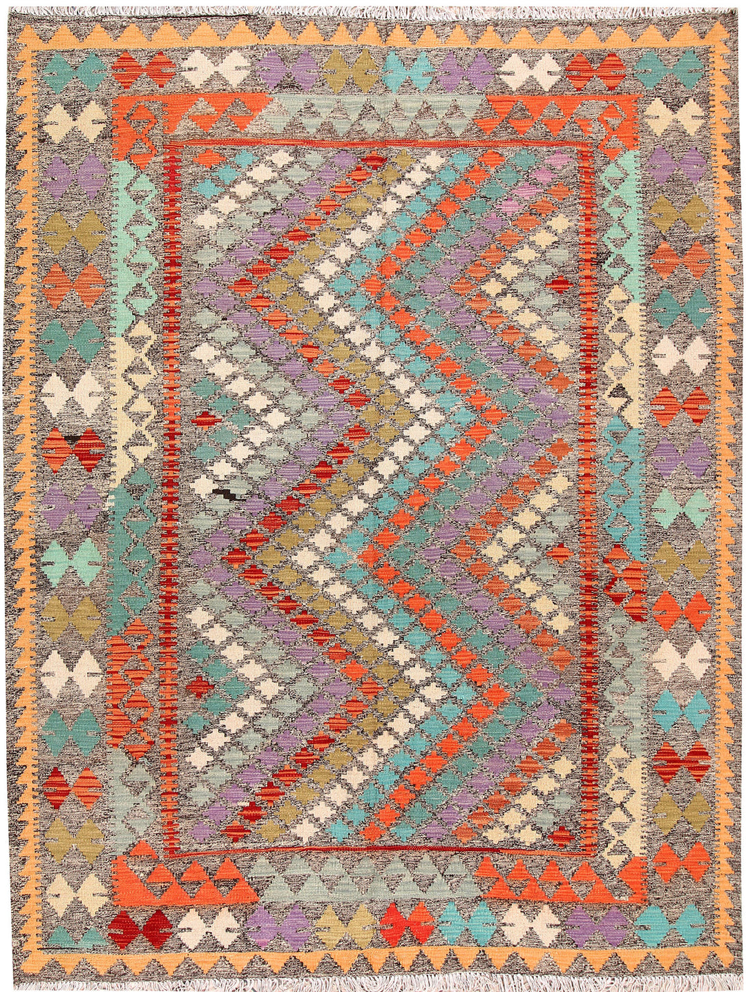 Multi Colored Kilim 5' 7 x 7' 10 - No. 66831 - ALRUG Rug Store