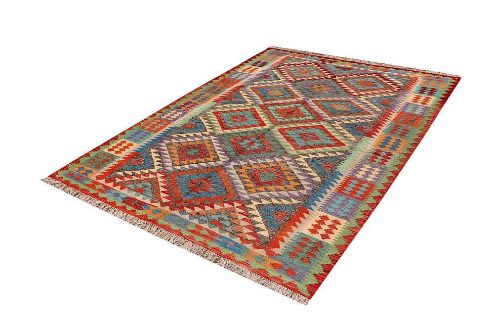 Multi Colored Kilim 5' 9 x 8' 2 - No. 66832 - ALRUG Rug Store