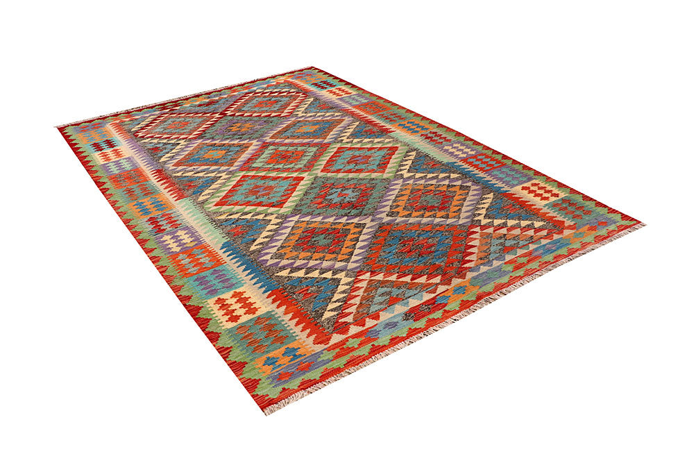 Multi Colored Kilim 5' 9 x 8' 2 - No. 66832 - ALRUG Rug Store