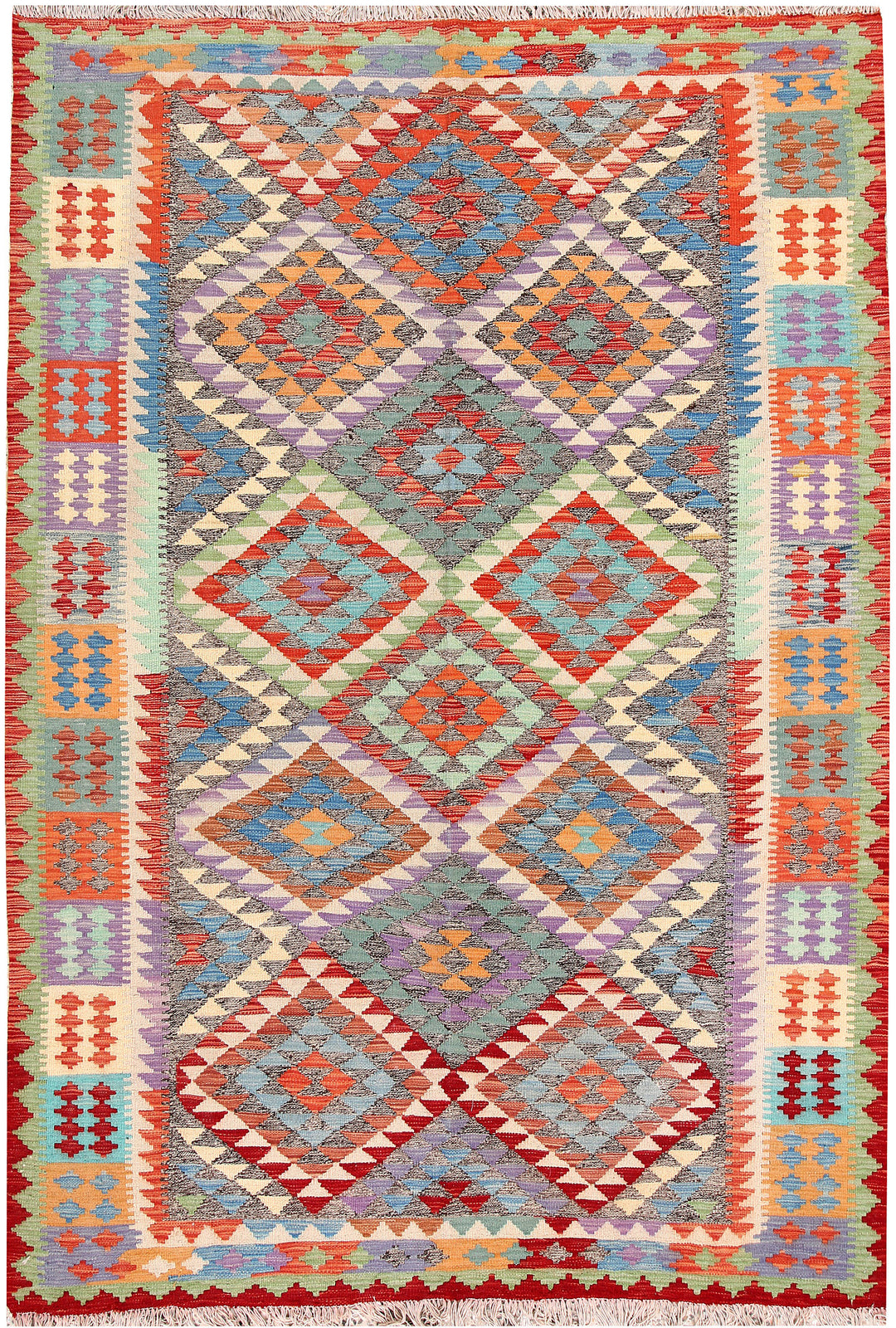 Multi Colored Kilim 5' 9 x 8' 2 - No. 66832 - ALRUG Rug Store