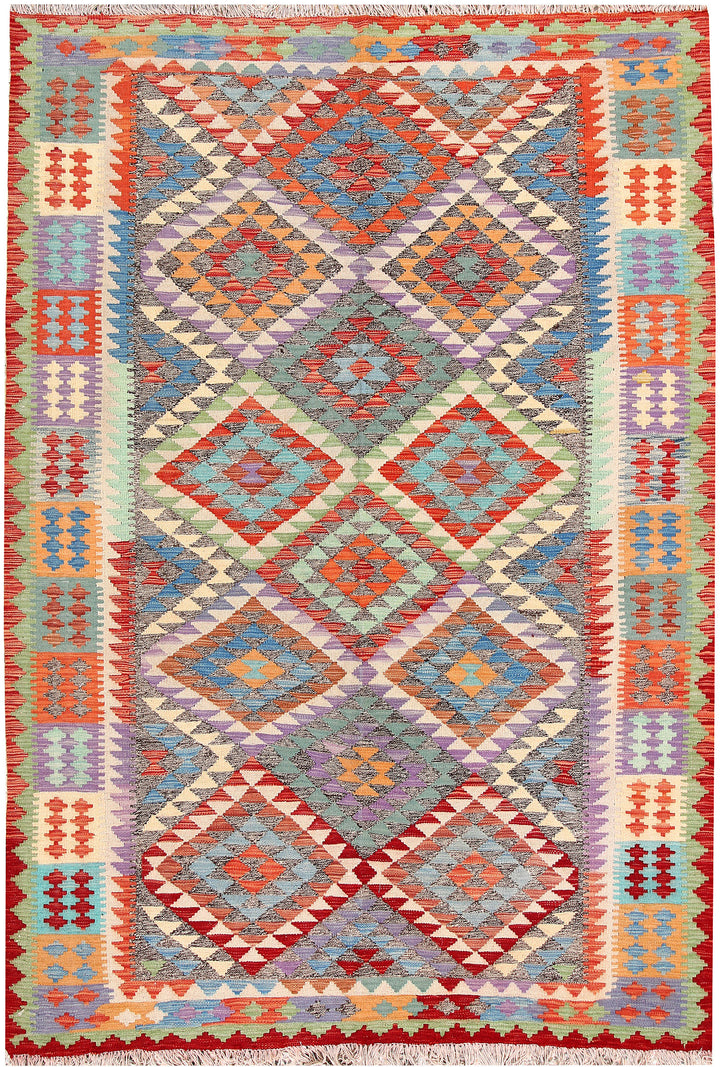 Multi Colored Kilim 5' 9 x 8' 2 - No. 66832 - ALRUG Rug Store